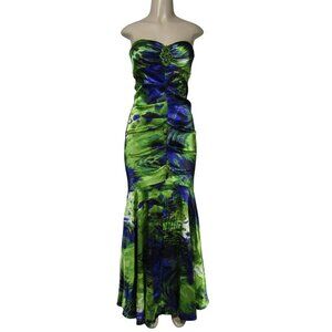 VTG Xscape 8 STRAPLESS Mermaid Jeweled Trumpet Prom Formal Purple Maxi Dress